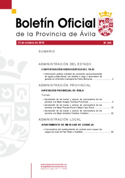 Boletín Oficial de la Provincia del martes, 23 de octubre de 2018