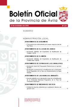 Boletín Oficial de la Provincia del viernes, 23 de noviembre de 2018