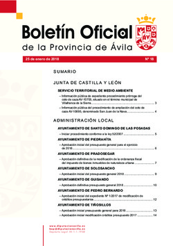 Boletín Oficial de la Provincia del jueves, 25 de enero de 2018