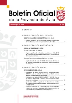 Boletín Oficial de la Provincia del viernes, 25 de mayo de 2018