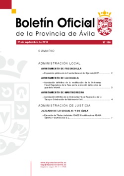 Boletín Oficial de la Provincia del martes, 25 de septiembre de 2018