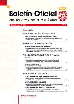 Boletín Oficial de la Provincia del lunes, 26 de febrero de 2018