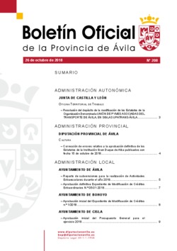 Boletín Oficial de la Provincia del viernes, 26 de octubre de 2018