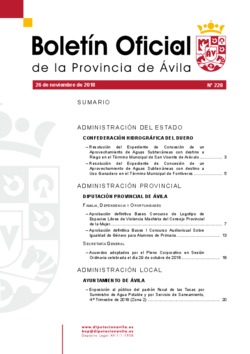 Boletín Oficial de la Provincia del lunes, 26 de noviembre de 2018