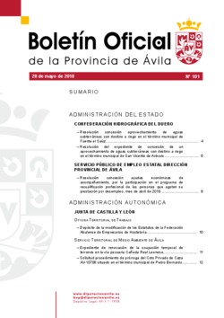 Boletín Oficial de la Provincia del lunes, 28 de mayo de 2018