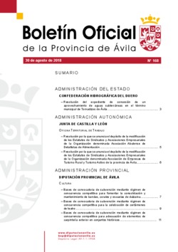 Boletín Oficial de la Provincia del jueves, 30 de agosto de 2018