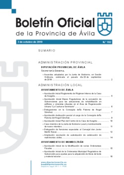 Boletín Oficial de la Provincia del jueves, 3 de octubre de 2019