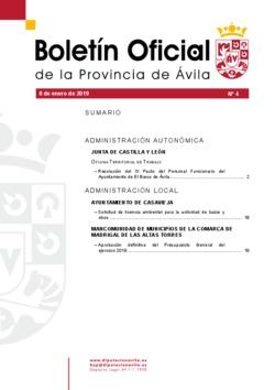 Boletín Oficial de la Provincia del viernes, 4 de enero de 2019