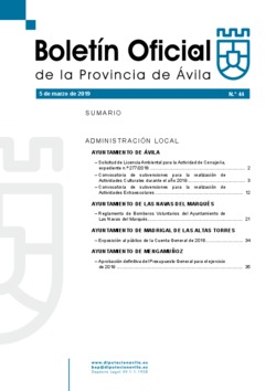 Boletín Oficial de la Provincia del martes, 5 de marzo de 2019