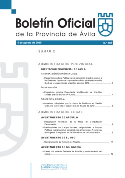 Boletín Oficial de la Provincia del lunes, 5 de agosto de 2019