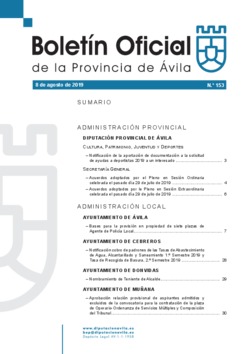 Boletín Oficial de la Provincia del jueves, 8 de agosto de 2019