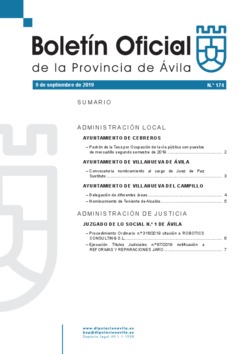 Boletín Oficial de la Provincia del lunes, 9 de septiembre de 2019