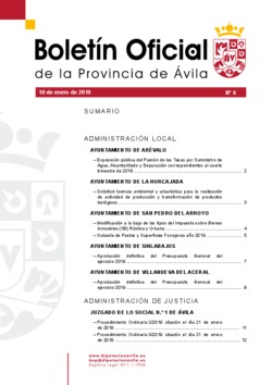 Boletín Oficial de la Provincia del jueves, 10 de enero de 2019