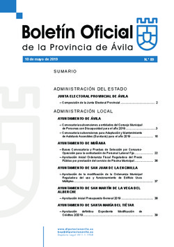 Boletín Oficial de la Provincia del viernes, 10 de mayo de 2019