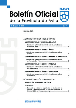 Boletín Oficial de la Provincia del jueves, 11 de abril de 2019