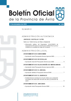 Boletín Oficial de la Provincia del jueves, 12 de diciembre de 2019