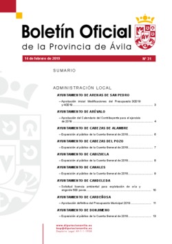 Boletín Oficial de la Provincia del jueves, 14 de febrero de 2019