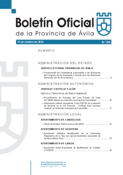 Boletín Oficial de la Provincia del martes, 15 de octubre de 2019