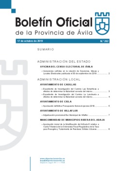 Boletín Oficial de la Provincia del jueves, 17 de octubre de 2019