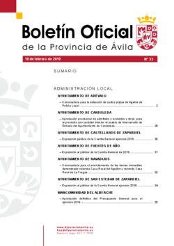 Boletín Oficial de la Provincia del lunes, 18 de febrero de 2019