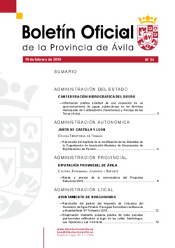 Boletín Oficial de la Provincia del martes, 19 de febrero de 2019