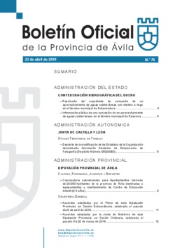 Boletín Oficial de la Provincia del lunes, 22 de abril de 2019