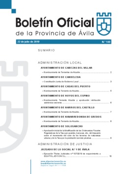 Boletín Oficial de la Provincia del lunes, 22 de julio de 2019