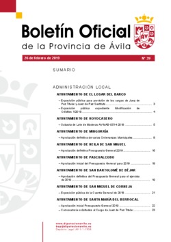 Boletín Oficial de la Provincia del martes, 26 de febrero de 2019