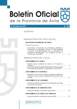 Boletín Oficial de la Provincia del lunes, 27 de mayo de 2019