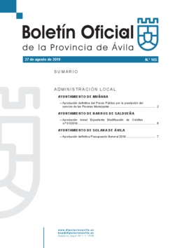 Boletín Oficial de la Provincia del martes, 27 de agosto de 2019