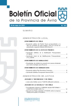 Boletín Oficial de la Provincia del martes, 28 de mayo de 2019