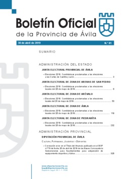 Boletín Oficial de la Provincia del martes, 30 de abril de 2019