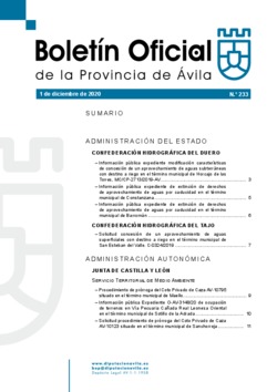 Boletín Oficial de la Provincia del martes, 1 de diciembre de 2020