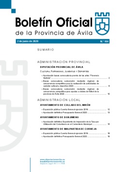 Boletín Oficial de la Provincia del martes, 2 de junio de 2020