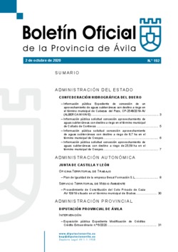 Boletín Oficial de la Provincia del viernes, 2 de octubre de 2020