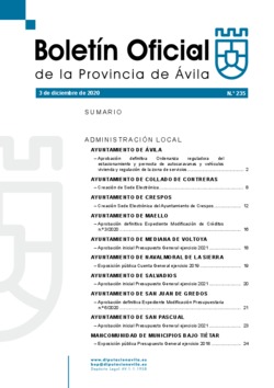 Boletín Oficial de la Provincia del jueves, 3 de diciembre de 2020