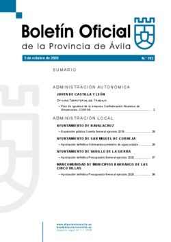 Boletín Oficial de la Provincia del lunes, 5 de octubre de 2020