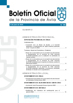 Boletín Oficial de la Provincia del lunes, 8 de junio de 2020