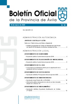 Boletín Oficial de la Provincia del martes, 10 de marzo de 2020