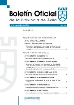 Boletín Oficial de la Provincia del jueves, 10 de septiembre de 2020