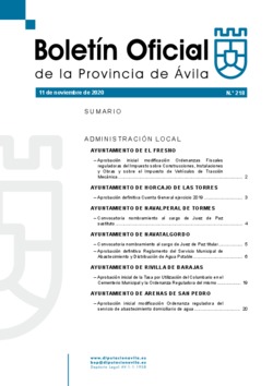 Boletín Oficial de la Provincia del miércoles, 11 de noviembre de 2020