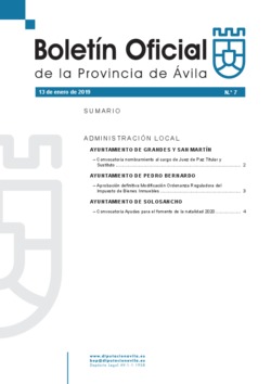 Boletín Oficial de la Provincia del lunes, 13 de enero de 2020