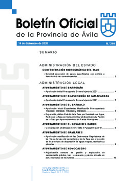 Boletín Oficial de la Provincia del lunes, 14 de diciembre de 2020