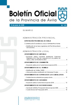 Boletín Oficial de la Provincia del lunes, 15 de junio de 2020