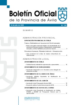 Boletín Oficial de la Provincia del jueves, 16 de julio de 2020