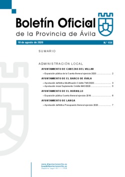 Boletín Oficial de la Provincia del martes, 18 de agosto de 2020