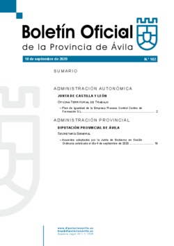 Boletín Oficial de la Provincia del viernes, 18 de septiembre de 2020