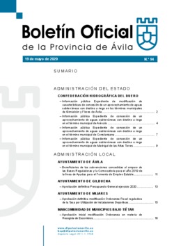 Boletín Oficial de la Provincia del martes, 19 de mayo de 2020