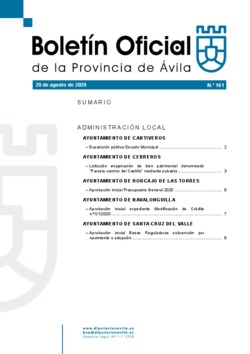 Boletín Oficial de la Provincia del jueves, 20 de agosto de 2020