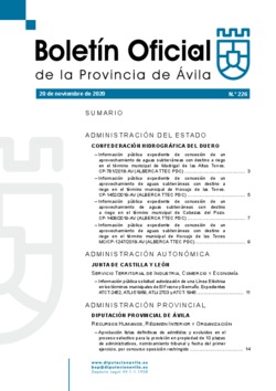 Boletín Oficial de la Provincia del viernes, 20 de noviembre de 2020